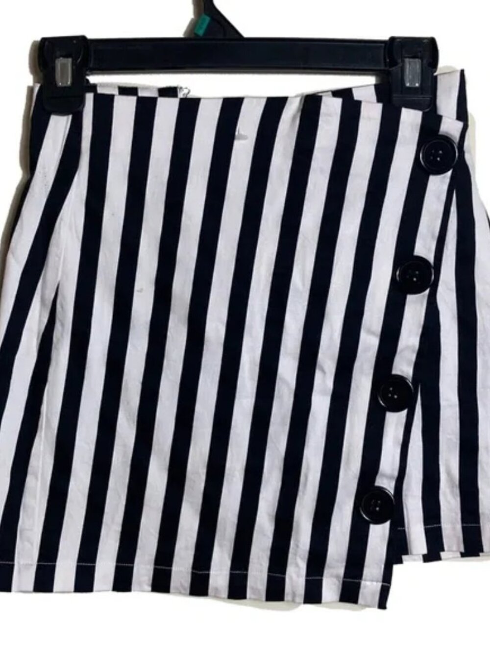 Do+Be Black and White Vertical Striped Mini Skirt Size Small
